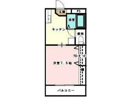 ニューエスト石丸II(1K/1階)の間取り写真