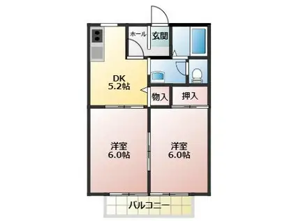 サンガーデンKOBAYASHI(2DK/2階)の間取り写真