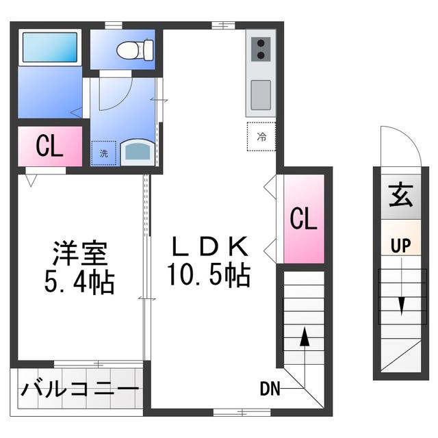 TJ山C(1LDK/2階)の間取り写真