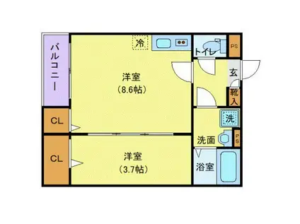 ジーメゾン豊春(1LDK/3階)の間取り写真