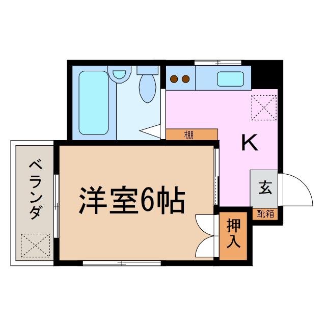 ショパン中平ビル(1K/2階)の間取り写真