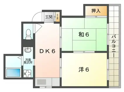 コーポ守口(2DK/2階)の間取り写真