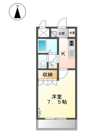 グランディール姫路(1K/1階)の間取り写真