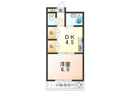 マツダ21天美(1DK/2階)の間取り写真