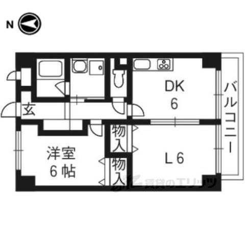 エスポワールみち(2DK/3階)の間取り写真