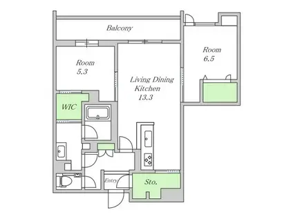シャーメゾン ケー(2LDK/2階)の間取り写真