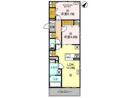 サンパティーク東町(2LDK/3階)の間取り写真