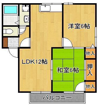 ベラセッテ永犬丸A棟(2LDK/1階)の間取り写真