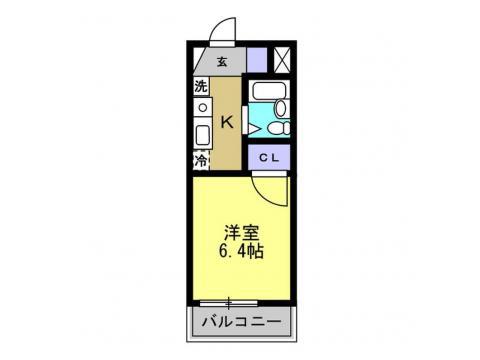 サンウォーム駅西(1K/2階)の間取り写真