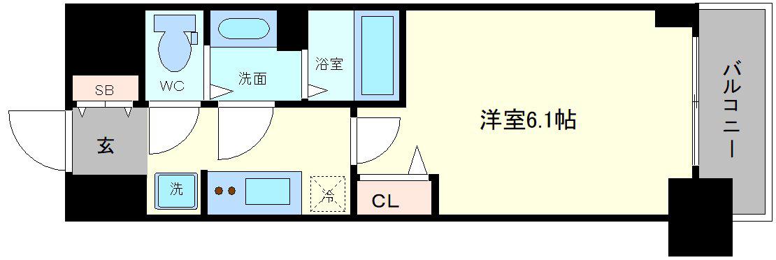 プレサンス難波マジョリティ(1K/2階)の間取り写真
