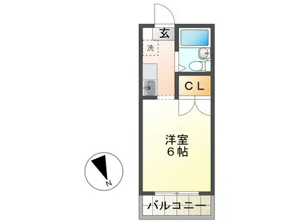 フローレス高尾(ワンルーム/2階)の間取り写真