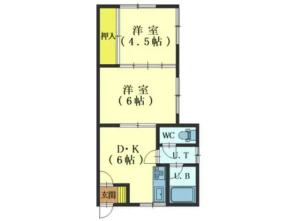 時任町31一棟三戸(2DK/1階)の間取り写真