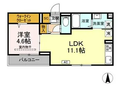 D PAINA松見町(1LDK/2階)の間取り写真