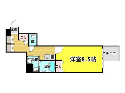 GRAND―K靭公園(1K/12階)の間取り写真