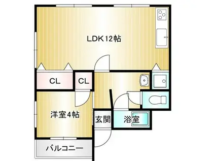 千守マンション(1LDK/2階)の間取り写真
