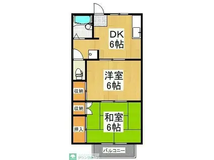 ロイヤルハイツD棟(2DK/1階)の間取り写真