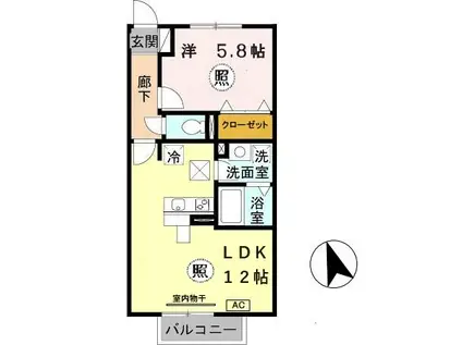 アンソレイエ(1LDK/1階)の間取り写真