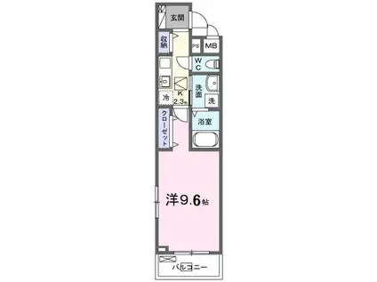 シンフォニーI(1K/1階)の間取り写真