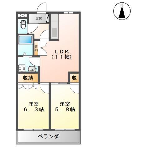 サンフィット・プレイス(2LDK/1階)の間取り写真