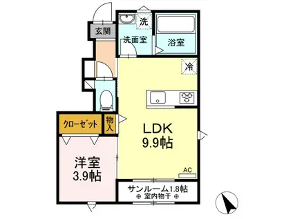 SPECIALE(1LDK/1階)の間取り写真