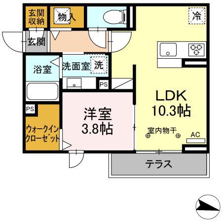 グランヴィラージュ(1LDK/1階)の間取り写真