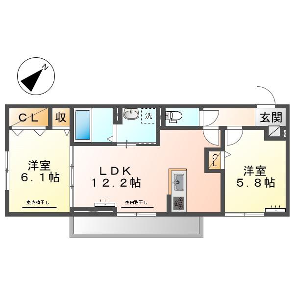 HOPE LODGE K(2LDK/3階)の間取り写真