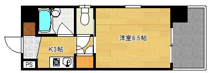 アクアサイドみささ(1K/2階)の間取り写真