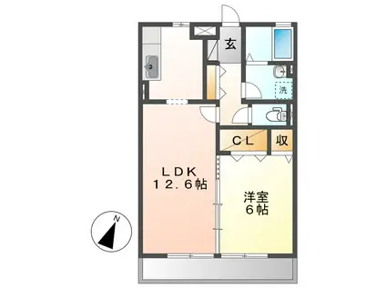 クリーン・アレテー(1LDK/3階)の間取り写真