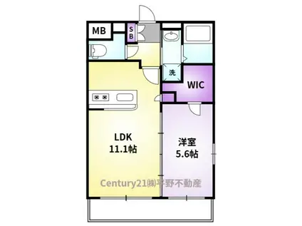 ソフィア21合川(1LDK/1階)の間取り写真
