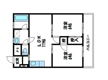 川口ハイツ(2LDK/1階)の間取り写真