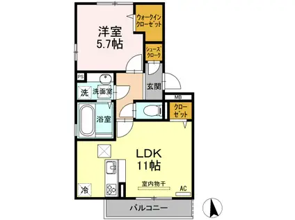 ミッドレジデンスA棟(1LDK/1階)の間取り写真