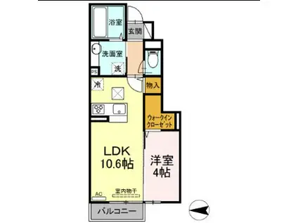 キララC(1LDK/1階)の間取り写真