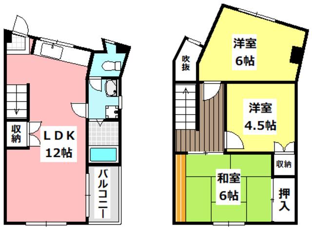 ヴィラ春日丘(3LDK/2階)の間取り写真