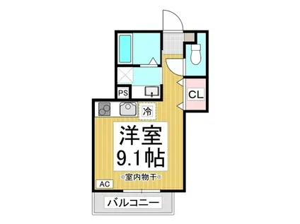 アリビオ(ワンルーム/1階)の間取り写真