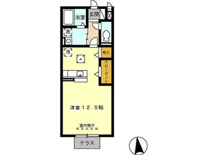 マグノリアヒルズ(ワンルーム/1階)の間取り写真