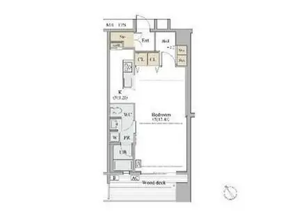 シャレール広尾(ワンルーム/1階)の間取り写真