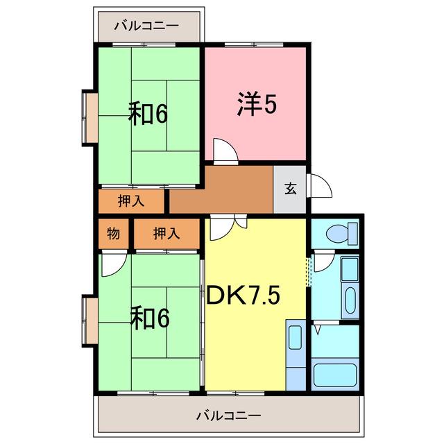 パラシオン平成(3DK/3階)の間取り写真