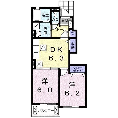 LA LUCE I(2DK/1階)の間取り写真