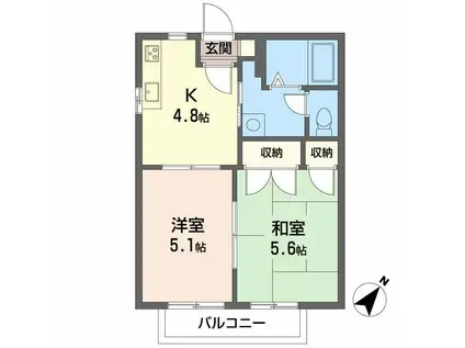 ピュアネス(2K/2階)の間取り写真