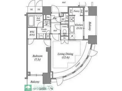 ザ・レジデンス赤坂檜町(1LDK/11階)の間取り写真