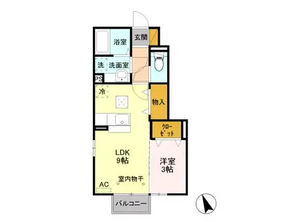 エスプリメールA(1LDK/1階)の間取り写真