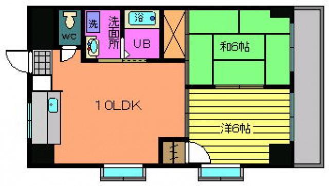 ルート大芝(2LDK/4階)の間取り写真