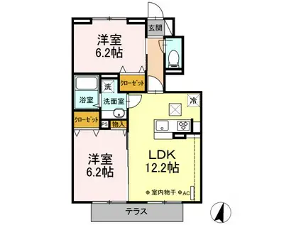 クレール湘南台V B(2LDK/1階)の間取り写真