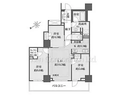 ザ・パークハウス三田ガーデン(3LDK/9階)の間取り写真