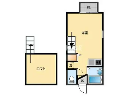 エスポワール緑ヶ丘(ワンルーム/1階)の間取り写真