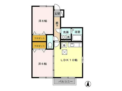 プレミール・カーサ A(2LDK/1階)の間取り写真