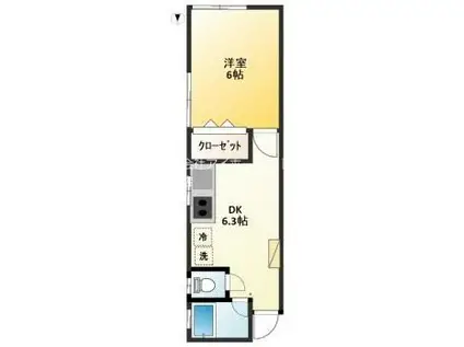 千木崎アパート(1DK/2階)の間取り写真