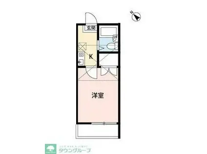 BCASA鶴ヶ島若葉RE-BORN(1K/1階)の間取り写真