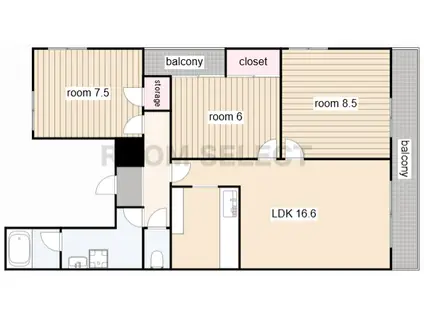 サニーサイドⅢ(3LDK/2階)の間取り写真