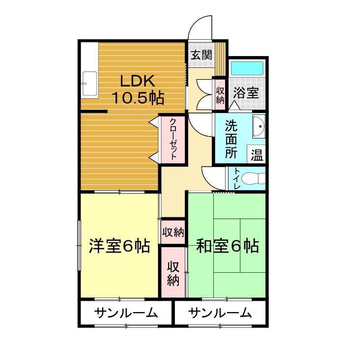 第一坂野ビル(2LDK/3階)の間取り写真